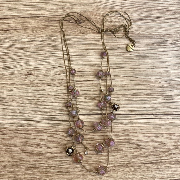 Betsey Johnson foral charm triple layer necklace - Picture 1 of 4